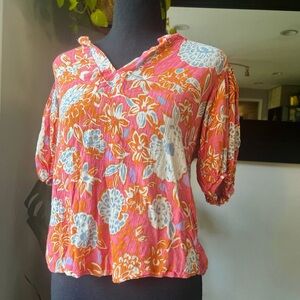 Rachel Zoe Floral Blouse - Pink and Orange